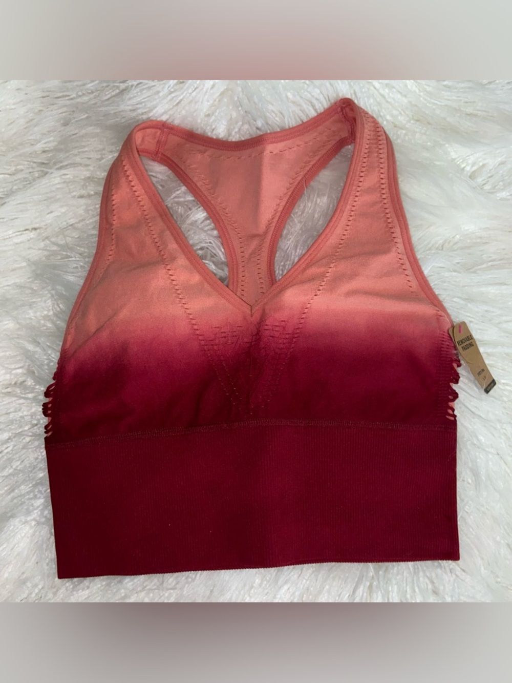 PINK Victoria's Secret Ombre Coral to Berry Seamless Sports Bra